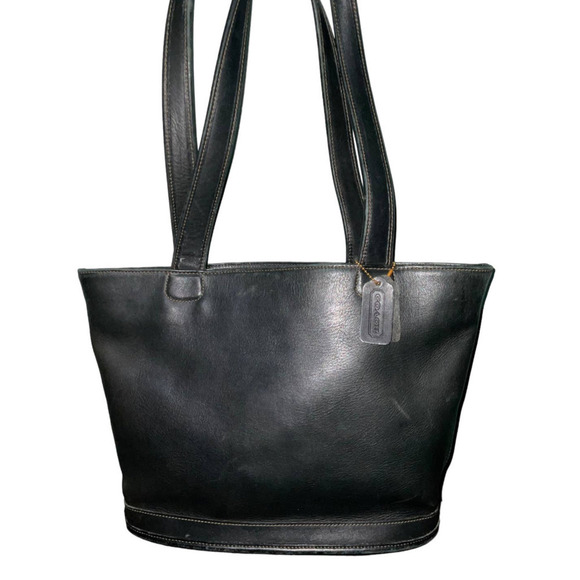 COACH VINTAGE BLACK LEATHER BLEECKER BUCKET BAG 9302 Made in United States - Picture 2 of 16